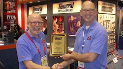 General Pipe Cleanersrsquo Marty Silverman left presents Outstanding Performance Award to manufacturersrsquo rep Rick Beal of Pasadena Califbased Beal Enterprises Photo by Michael Roth RER General Pipe Cleanersrsquo Marty Silverman left presents Outstanding Performance Award to manufacturersrsquo rep Rick Beal of Pasadena Califbased Beal Enterprises Photo by Michael Roth RER