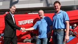 From left Riwal CEO Norty Turner Teupen CEO Michael Scheuss and Teupen sales director for Europe Michael Venneman meet at ConExpo From left Riwal CEO Norty Turner Teupen CEO Michael Scheuss and Teupen sales director for Europe Michael Venneman meet at ConExpo