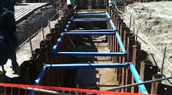 NTS&rsquo; trench-shoring equipment at a recent job.