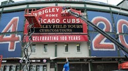 Although the hapless Chicago Cubs still won&rsquo;t win a World Series this year, historic Wrigley Field has a freshly painted marquee with help from Skyjack lifts.