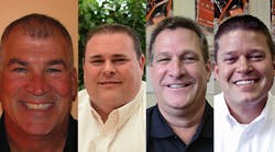 New Skyjack personnel includes (from left to right) Pat Quint, new Skyjack vice president, eastern region; Matt Lyons, new Skyjack vice president, central region; David Lillquist, new Skyjack vice president, western region; Mark Estock, new Skyjack vice president, national accounts.