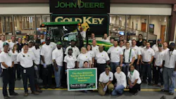 Employees at John DeereAugusta celebrate their one millionth tractor
