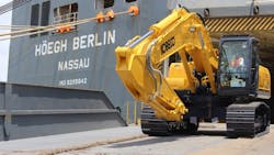 A Kobelco excavator rolls off a ship The company will begin manufacturing crawler excavators in the United States early next year A Kobelco excavator rolls off a ship The company will begin manufacturing crawler excavators in the United States early next year