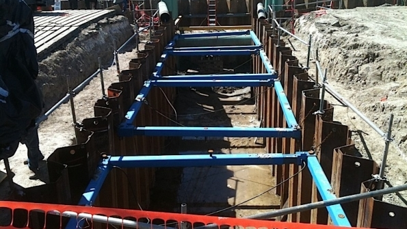 Trench shoring provided by NTS on a recent job The fastgrowing company is opening a new facility in Fremont Calif that has highway visibility and more space to help the company be more efficient