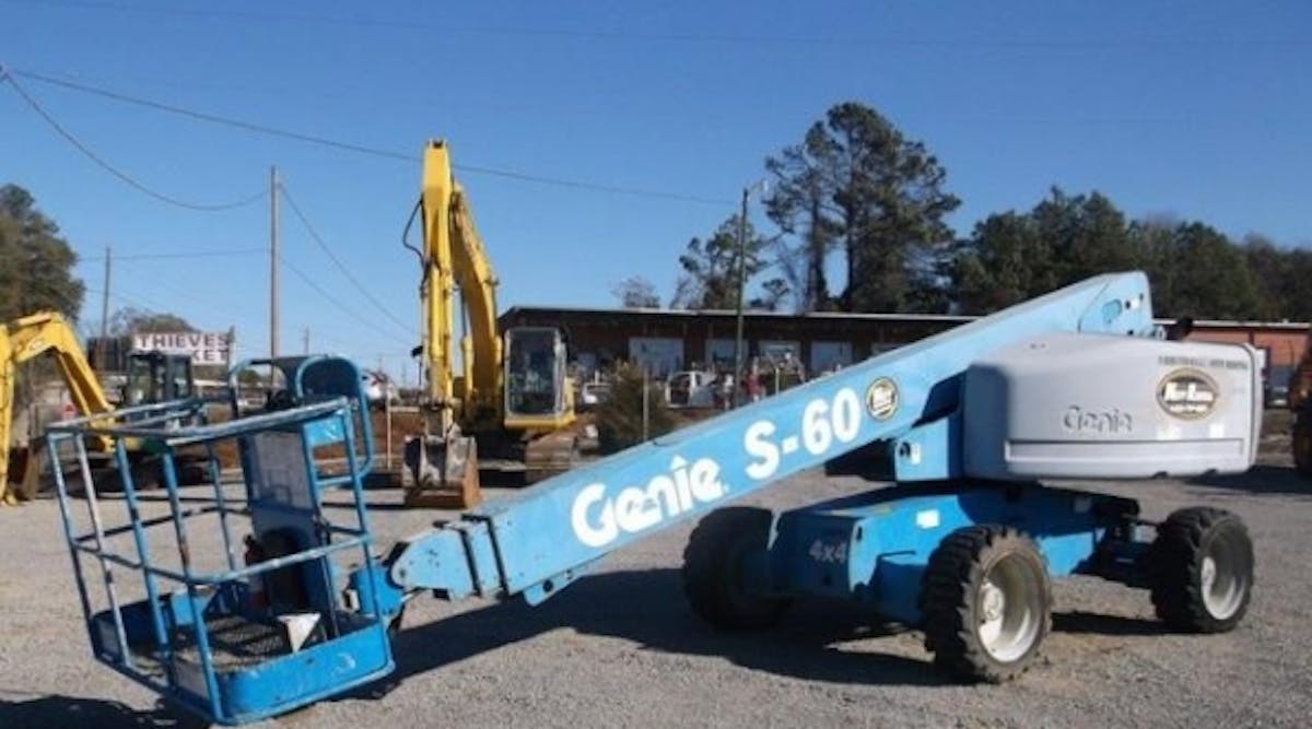 A Genie S-60 is one of the items to be sold at the upcoming IronPlanet/Cat Auction Services joint auctions in Florida next month.