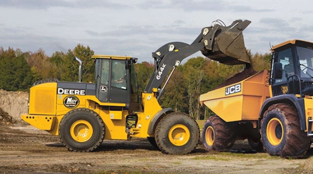Neff Rental equipment on a jobsite. Neff, with a new branch in Baltimore, is particular strong in earthmoving equipment.