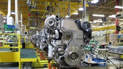 A Cummins QSX15 rolls through the assembly line at the Jamestown NY plant A Cummins QSX15 rolls through the assembly line at the Jamestown NY plant