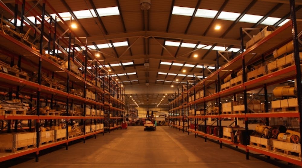 Equipment and tools are stored at Speedy Hire&apos;s massive new 162,000-square-foot National Distribution Centre.