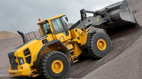 A Volvo wheel loader at work