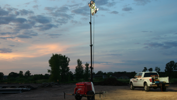 A Magnum light tower on a jobsite With the acquisition of several product lines such as Magnum Generac is a more diversified company