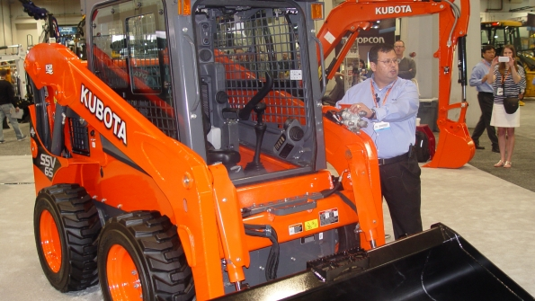 Kubota Tractor Corp presents its new skidsteer loader at World of Concrete earlier this year
