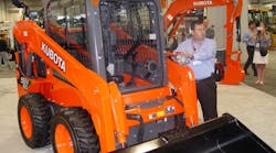 Kubota Tractor Corp. presents its new skid-steer loader at World of Concrete earlier this year.