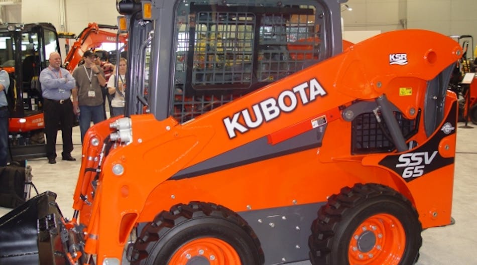 Kubota&apos;s SSV65 skid-steer loader at World of Concrete 2015.