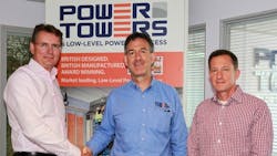 From left Karel Huijser JLG vice president and general managerEMEA Brian King managing director of Power Towers and Mark Richardson director of product development Power Towers shake hands on the deal in Power Towersrsquo Leicester UK office From left Karel Huijser JLG vice president and general managerEMEA Brian King managing director of Power Towers and Mark Richardson director of product development Power Towers shake hands on the deal in Power Towersrsquo Leicester UK office