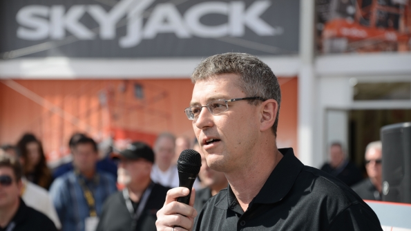 Skyjack president Brad Boehler shown here at ConExpo last year told attendees at IPAF39s conference in Hong Kong that rental will be a key component in the growth of the aerial market in Asia and development of a safer workplace