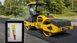 The quotdensity mapquot shows each square foot of rolled asphalt in a color representing density and also provides a realtime numerical density reading displayed in the corner of the screen The quotdensity mapquot shows each square foot of rolled asphalt in a color representing density and also provides a realtime numerical density reading displayed in the corner of the screen