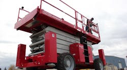 A MEC 60-foot rough-terrain scissorlift is delivered to 4-Way Equipment Rental in Edmonton last year.