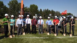 Bobcat and Doosan officials and local dignitaries prepare to break ground on the new West Fargo facility.