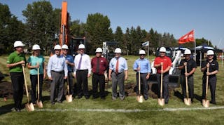 Bobcat and Doosan officials and local dignitaries prepare to break ground on the new West Fargo facility.