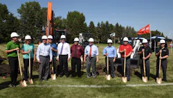 Bobcat and Doosan officials and local dignitaries prepare to break ground on the new West Fargo facility