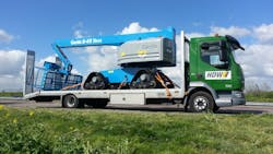 A Genie S45 telescopic boomlift being shipped A Genie S45 telescopic boomlift being shipped