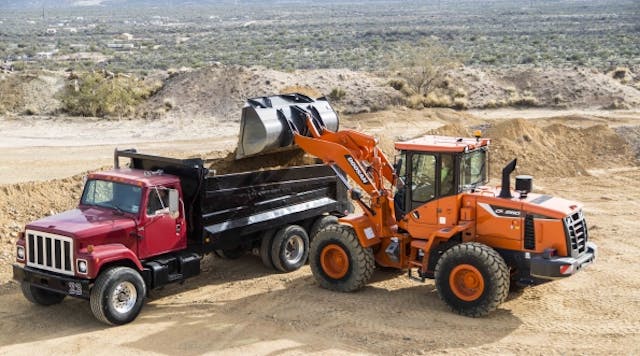A Doosan wheel loader at work. Bobcat of El City will distribute the machines throughout western Oklahoma.