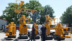 Ged Kelly of Haulotte UK delivers equipment to Jonathan Till of UK rental company GTAAccess Ged Kelly of Haulotte UK delivers equipment to Jonathan Till of UK rental company GTAAccess