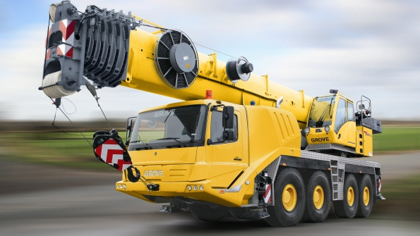 A Grove crane in transport Grove cranes are part of Manitowoc39s Cranes business