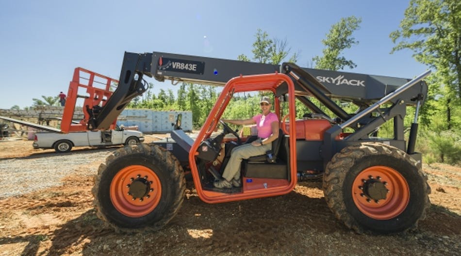 Skyjack&apos;s VR843E telehandler helps Habitat for Humanity build 13 homes within a week&apos;s time for low-income families in Birmingham, Ala.