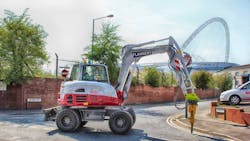 An Atlas Copco hydraulic breaker mounted on a Takeuchi compact air compressor An Atlas Copco hydraulic breaker mounted on a Takeuchi compact air compressor
