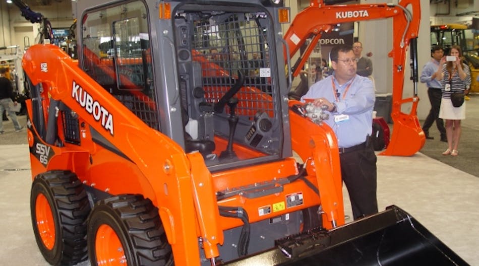 Kubota produces an SSV 65 skid-steer loader at the World of Concrete in Las Vegas earlier this year.