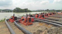 Godwin pumps transport water from Miraflores Lake uphill to the new shipping lane of the Panama Canal.