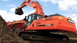Both Synergy Equipment and Florida Contractor Rentals have wide-ranging general rental inventories including heavy earthmoving equipment, such as the Doosan DX350 shown on the FCR website.