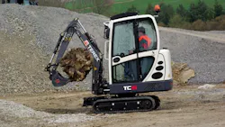 A Terex miniexcavator at work