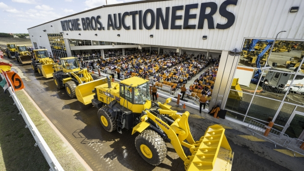 Wheel loaders for auction at Ritchie Bros Orlando Fla facility
