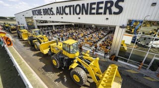 Wheel loaders for auction at Ritchie Bros. Orlando, Fla., facility.