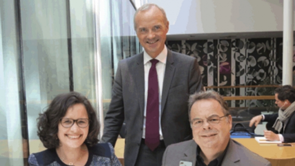 From left Alice Henault Loxax access division director and Steacutephane Heacutenon Loxam managing director with IPAF CEO Tim Whiteman