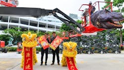Skyjack and Modern celebrate partnership in Singapore with a traditional lion dance Skyjack and Modern celebrate partnership in Singapore with a traditional lion dance