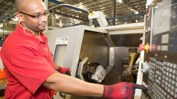 A technician at Deutz39 Pendergrass Ga engine plant