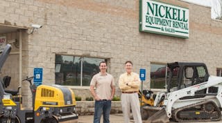 Josh Nickell, left, and his dad Tom, at Nickell Equipment Rental in Georgia.