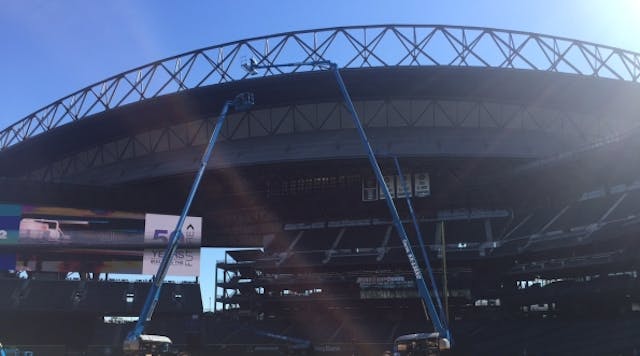 Genie machines at the company&apos;s recent 50-year celebration at Safeco Field in Seattle.