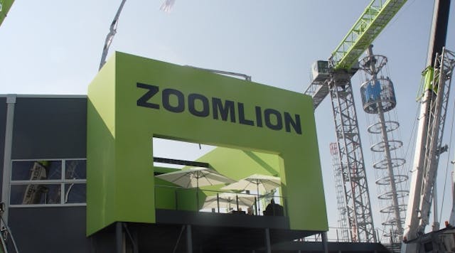 Zoomlion&apos;s stand at the Bauma show in Munich earlier this year.