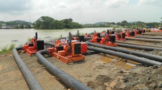 Godwin pumps at work at the Panama Canal recently.