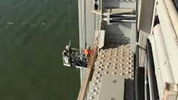 A suspended access platform designed and built by Spider on the San Francisco Bay Bridge A suspended access platform designed and built by Spider on the San Francisco Bay Bridge