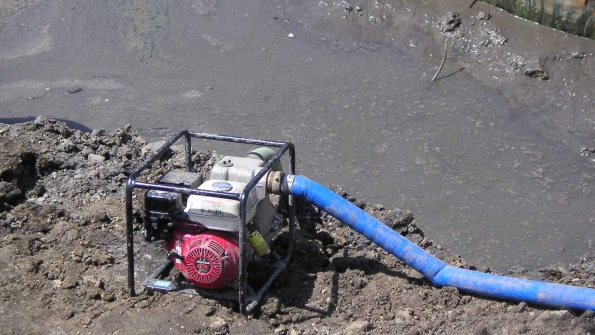 A Tsurumi TE250HA works to remove wasteladen slurry in the aftermath of the hurricane