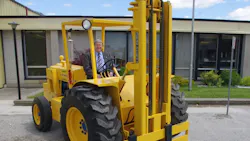 Walter Sellick and his first roughterrain forklift