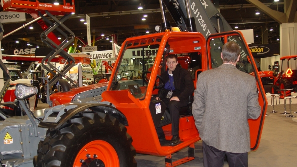 Visitors to the Skyjack booth check out the new 1256 TH telehandler prototype which will begin production in May