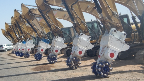 Erkat drum cutters attached to excavators