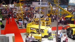 Rental Show attendees visit booths on the first day Rental Show attendees visit booths on the first day