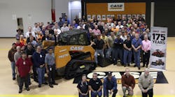 Case employees in Wichita, Kan., with the 300,000th skid-steer loader/compact track loader that the 175-year-old manufacturer has produced.